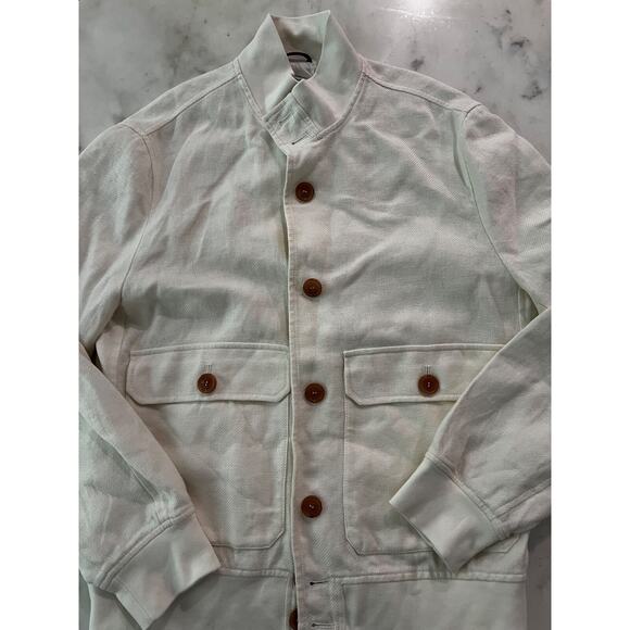 $4000 Brunello Cucinelli Ivory Bomber Jacket Linen Blend IT50 US M/L - Picture 3 of 16